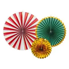 Papirs rosetter - Rød/grøn/guld - Papir rosetter