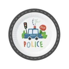 Politi paptallerkner - 23 cm. 6 stk. - Politi tema