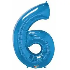 Ballontal - Blå 6 tal - Blå folietal