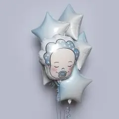 SEND EN BALLONBUKET - BABY DRENG - Babyblå-tema