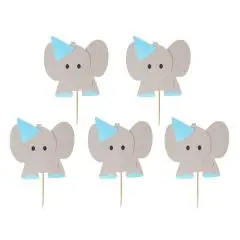 Cupcake pynt - Elefanter - Blå - Babyshower