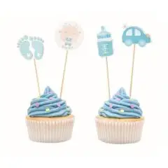 Cupcake pynt - Babyshower - Blå - Drengebarnedåb