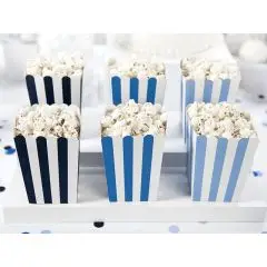Popcorn bæger - blå - 6 stk. - Babyblå-tema