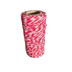 Bomuldssnor rød/hvid, 50 m - Ballonbånd