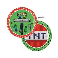 Minecraft paptallerken 23 cm - 8 stk. - Minecraft fødselsdag