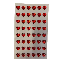 Selvklæbende sten, hjerter - Rød student pynt