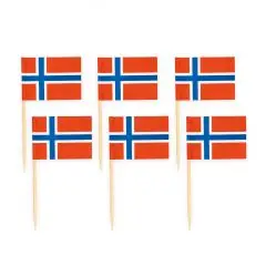 Norsk kageflag 50 stk. - Hurraflag