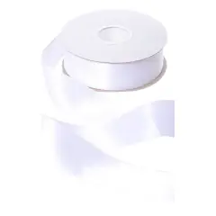 Hvid satin bånd - 50 mm x 90 meter - Hvid-tema