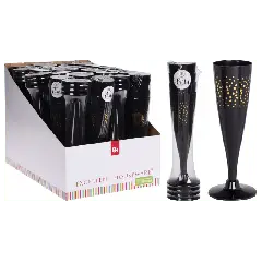 Champagneglas sort 4-pak - Guld-tema