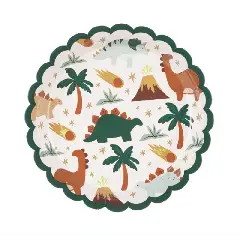 Dinosaurs Paptallerkner - 18 cm - 6 stk. - Billige Paptallerkener