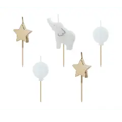 Fødselsdagslys Elefant, 3-5 cm, mix - Babyshower