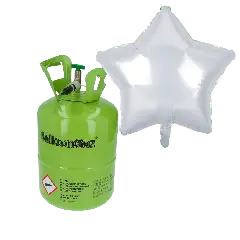 HELIUM OG 10 HVIDE FOLIE STJENRE BALLONER - Helium til balloner og heliumsæt