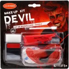 Djævel makeup sæt med horn - Halloween-bordpynt