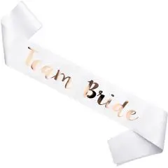 Team Bride skråbånd, hvid - Tilbehør til polterabend