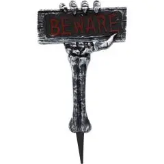 BEWARE skelet-arm skilt - Halloween-bordpynt