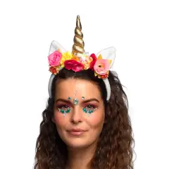 Unicorn Hårbøjle med Blomster - Nytårshatte