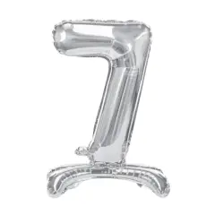 Stående Folieballon Nummer "7", Sølv – 70 cm - Folietal
