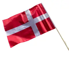 Danmarks Flag på Træpind - Hurraflag