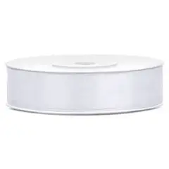 Satinbånd, Hvid, 12mm/25m - Pigebarnedåb
