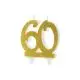 60 års fødselsdagslys - Guld Glimmer - 7.5 cm. - 