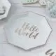 Babyshower paptallerkner - Hello World - 8 stk. - 