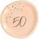 Lush Blush Pink paptallerkener med "Happy 50th" motiv - 8 stk.-  23 cm. - 