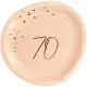 Lush Blush Pink paptallerkener med "Happy 70th" motiv - 8 stk. - 23 cm. - 